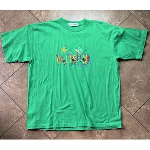 Vintage No Problem Jamaica Short T-Shirt Medium Green Embroidered Crewneck 90s